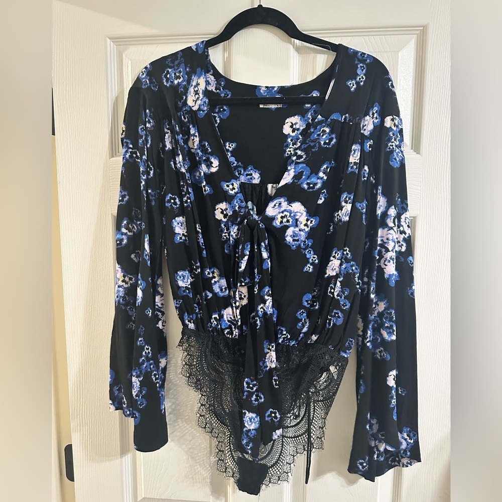 floral free people long sleeve bodysuit